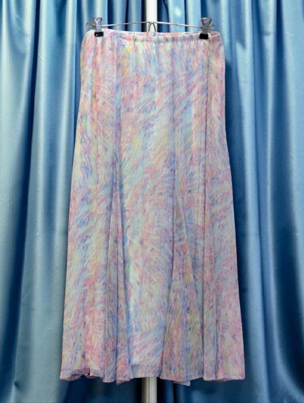 Ruby Rd. Flouncy Skirt, S, M, Watercolor Pastels, Elastic Waist, Gores, EUC